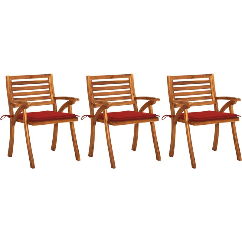 

Sillas de comedor jardín con cojines 3 uds madera maciza acacia