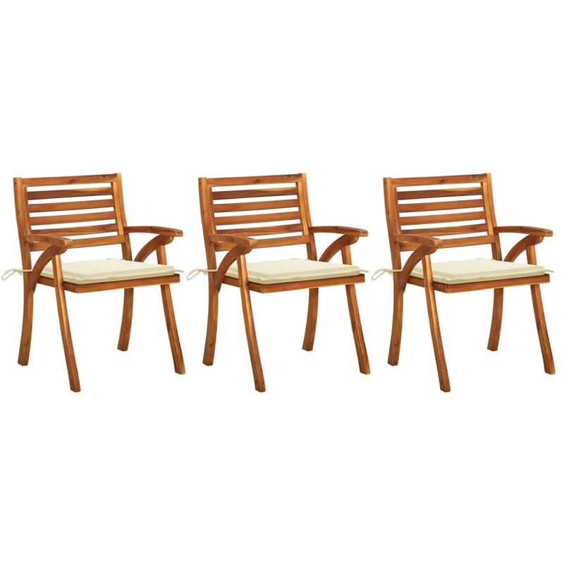 

Sillas de comedor jardín con cojines 3 uds madera maciza acacia