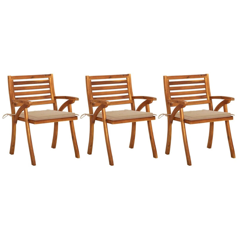

Sillas de comedor jardin con cojines 3 uds madera maciza acacia