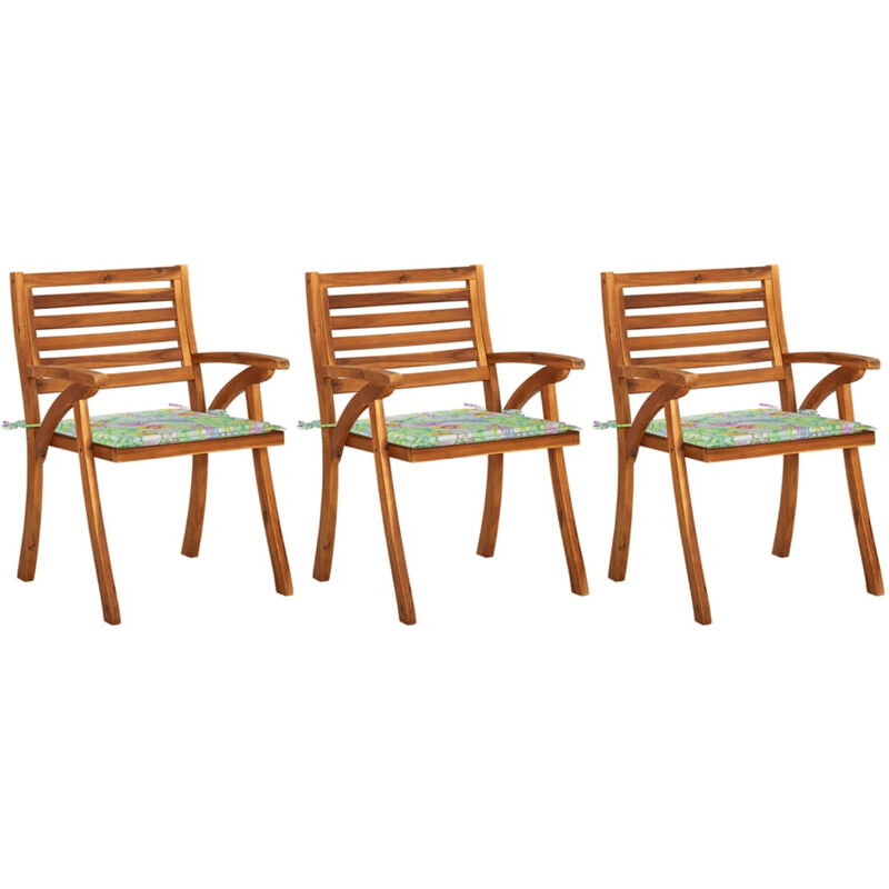 

Sillas de comedor jardin con cojines 3 uds madera maciza acacia