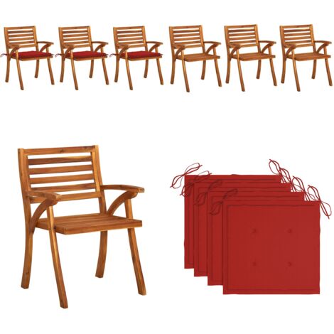 Sillas de comedor jardín con cojines 3 uds madera maciza acacia - Sillas de comedor de madera - Sillas de jardín con cojín