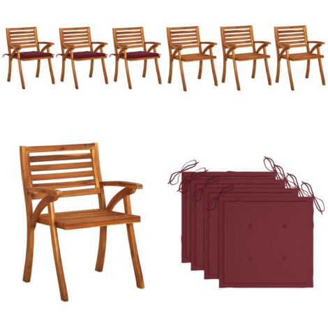 Sillas de comedor jardín con cojines 3 uds madera maciza acacia - Sillas de comedor de madera - Sillas de jardín con cojín