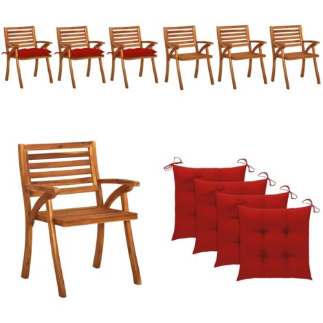 Sillas de comedor jardín con cojines 3 uds madera maciza acacia - Sillas de comedor de madera - Sillas de jardín con cojín