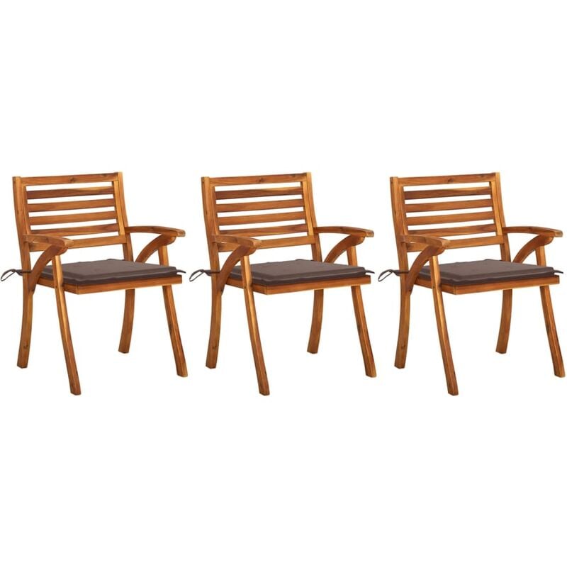 

Sillas de comedor jardín y cojines 3 uds madera maciza acacia