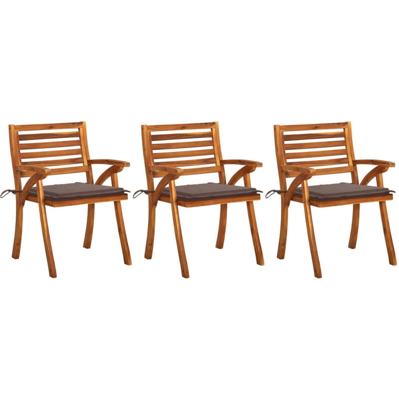 

Sillas de comedor jardin y cojines 3 uds madera maciza acacia