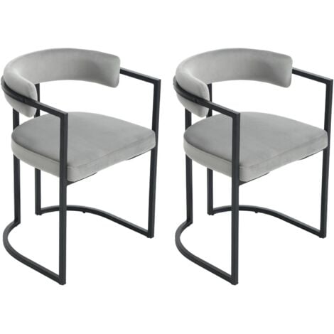 Sillas de Comedor Juego de 2 en Terciopelo Sillas de Cocina de Diseño Moderno con patas de Metal para Restaurante Salón, Gris, Wahson