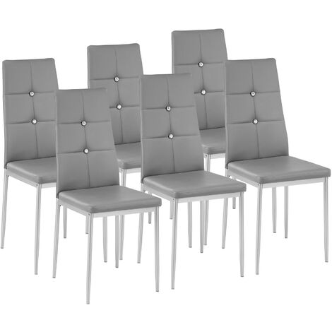 TECTAKE Sillas de comedor Julien 6 unidades - sillas para salón de diseño, sillas de comedor elegantes con respaldo acolchado, asientos de comedor para casa