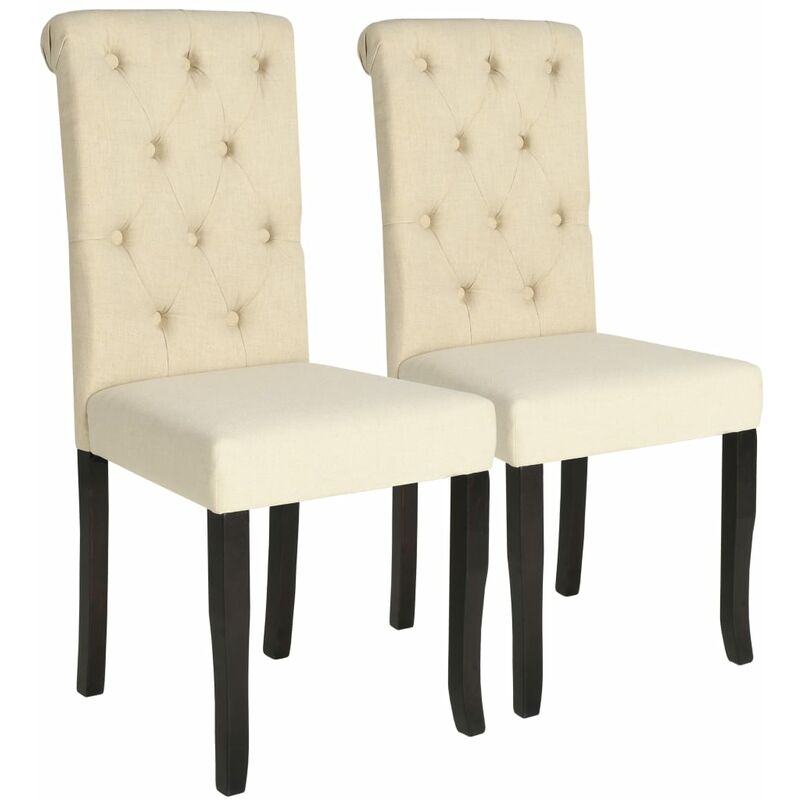 

vidaXL Sillas de Comedor de Tela 2 Unidades Crema - Crema