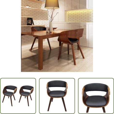 Sillas de comedor madera -  Sillas de comedor 2 uds madera curvada y cuero sintético marrón