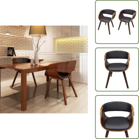 Sillas de comedor marrón - vidaXL Sillas de comedor 2 uds madera curvada y cuero sintético marrón -