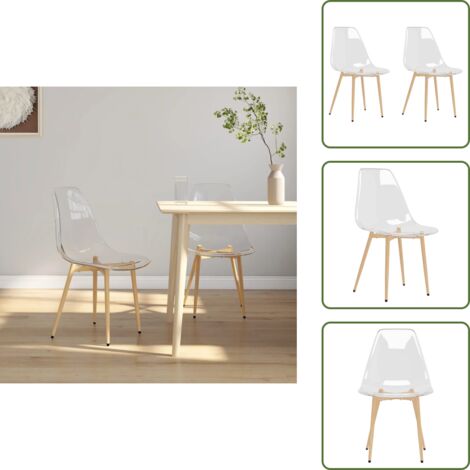Sillas de comedor modernas - vidaXL Sillas de comedor 2 unidades transparente PET - Sillas de comedor elegantes