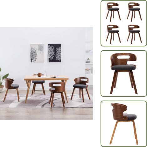 Sillas de comedor modernas - vidaXL Sillas de comedor 4 unidades madera curvada y tela gris oscuro - Sillas de comedor cómodas