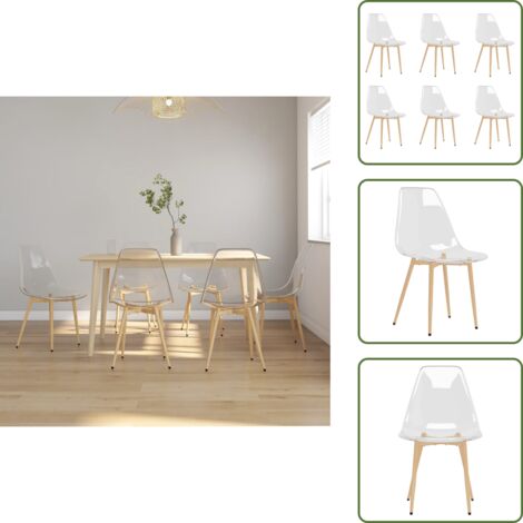 Sillas de comedor modernas - vidaXL Sillas de comedor 6 unidades transparente PET - Sillas de comedor elegantes