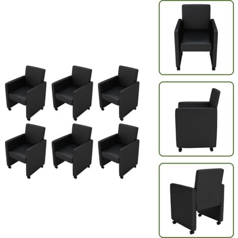 Sillas de comedor negras - vidaXL Sillas de comedor 6 unidades cuero sintético negro - Sillas de comedor cuero sintético