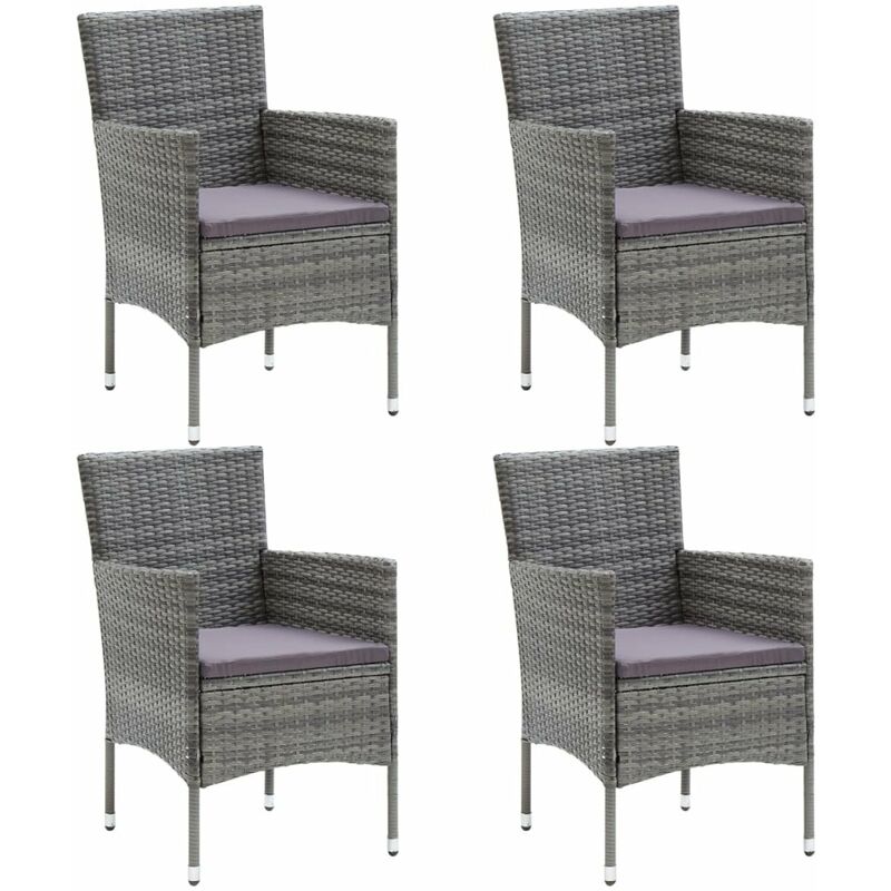 

Sillas de comedor para jardin 4 unidades ratan sintetico gris