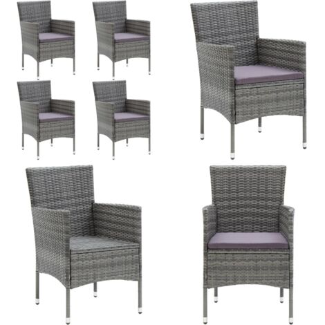 Sillas de comedor para jardín 4 unidades ratán sintético gris - Sillas de comedor - Ratán sintético