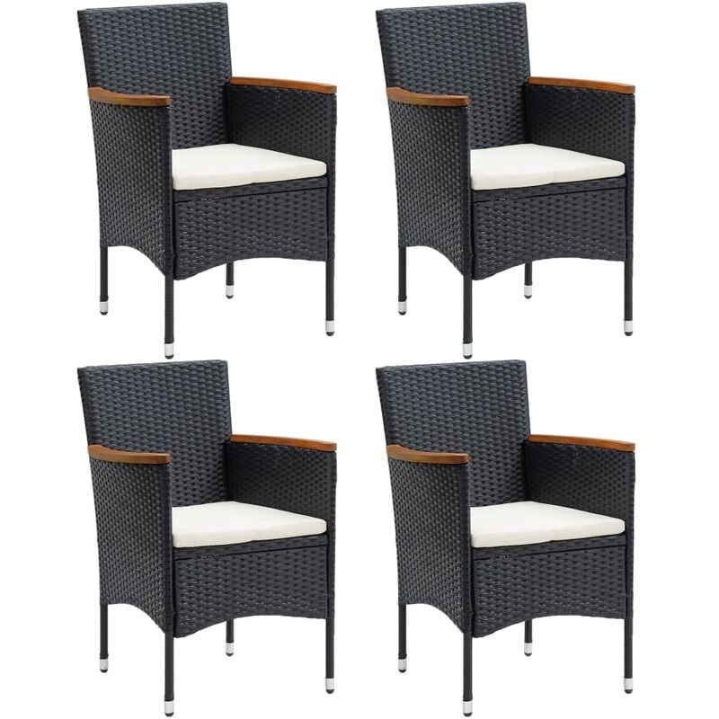 

Sillas de comedor para jardín 4 unidades ratán sintético negro - Negro