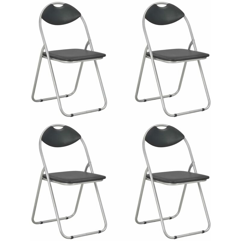 

vidaXL Sillas de Comedor Plegables Cuero Sintético 4 Unidades Negro - Negro