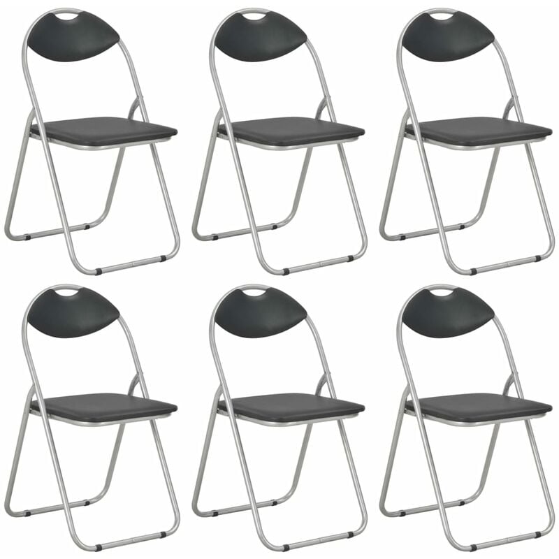 

vidaXL Sillas de Comedor Plegables Cuero Sintético 6 Unidades Negro - Negro