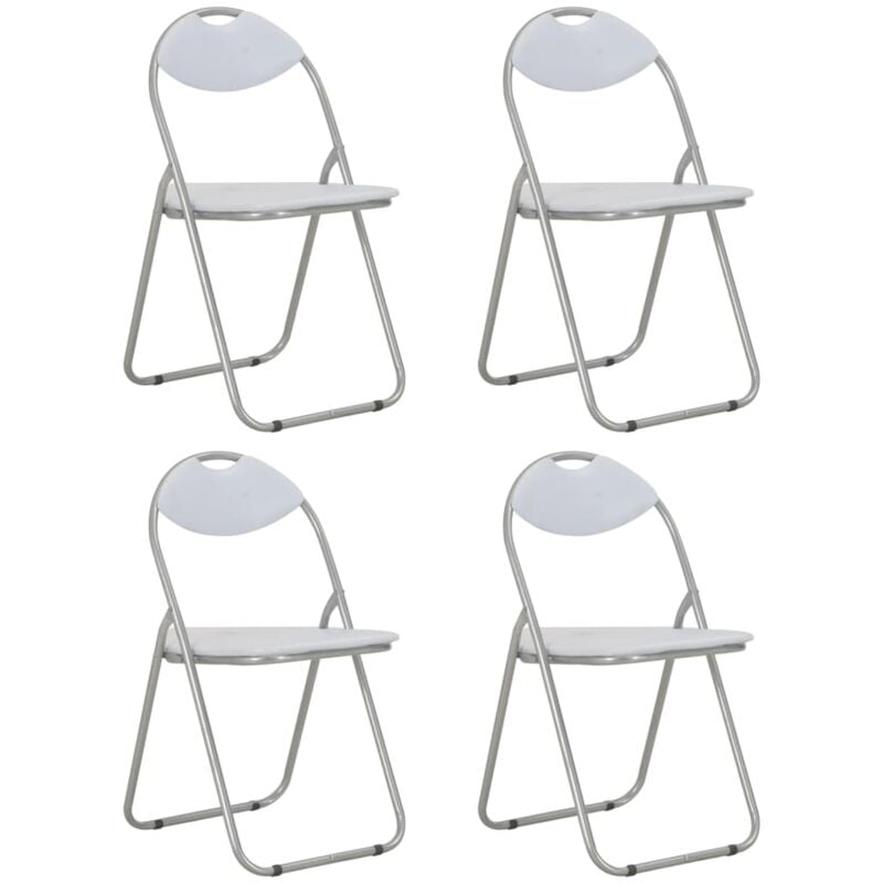 

vidaXL Sillas de Comedor Plegables Cuero Sintético 4 Unidades Blanco - Blanco