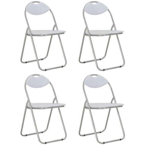 Conjunto de 6 silla de oficina plegable acolchado de piel sintética comedor asiento gris 