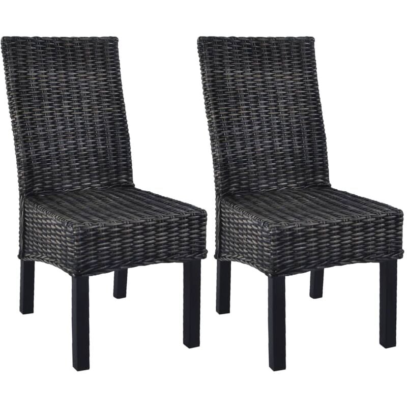 

Sillas de Comedor Ratán Kubu y Madera Mango Negro 2 Unidades - Negro - Vidaxl