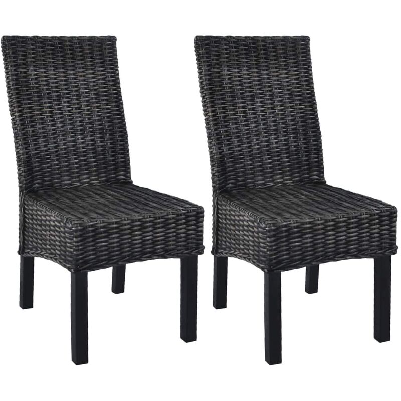 

Sillas de comedor ratán Kubu y madera mango negro 2 unidades