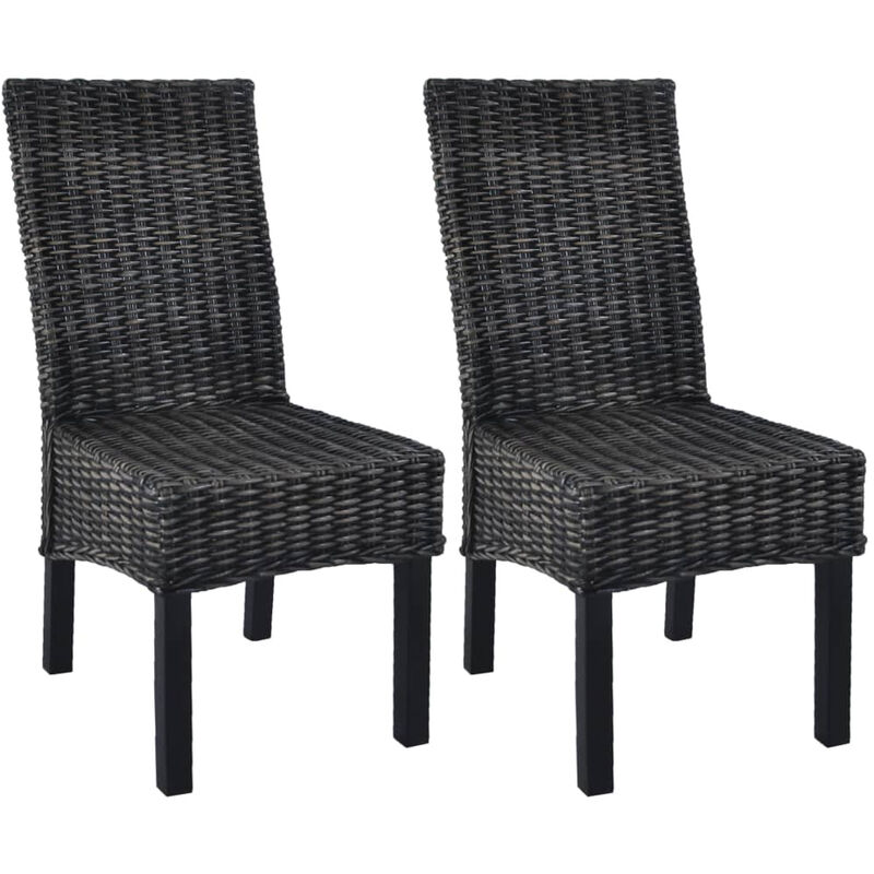 

Sillas de comedor ratan Kubu y madera mango negro 2 unidades