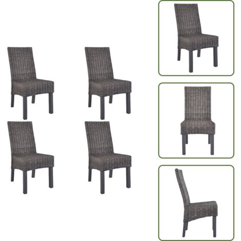 Sillas de comedor ratán - vidaXL Sillas de comedor 4 unidades ratán Kubu y madera mango marrón - Sillas de comedor marrón