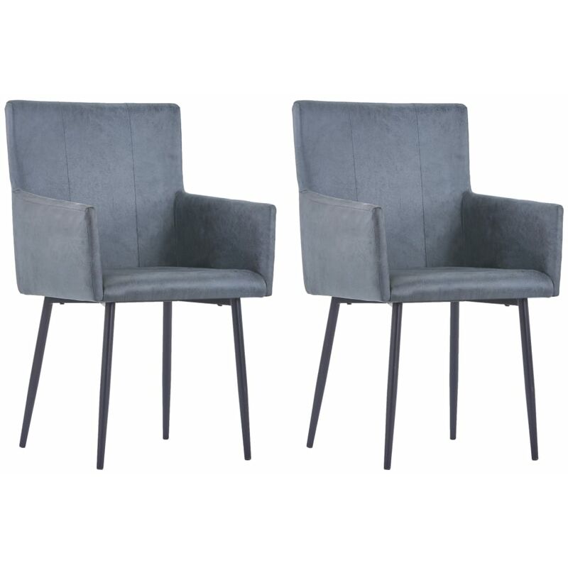 

Sillas de comedor reposabrazos 2 uds piel ante sintética gris