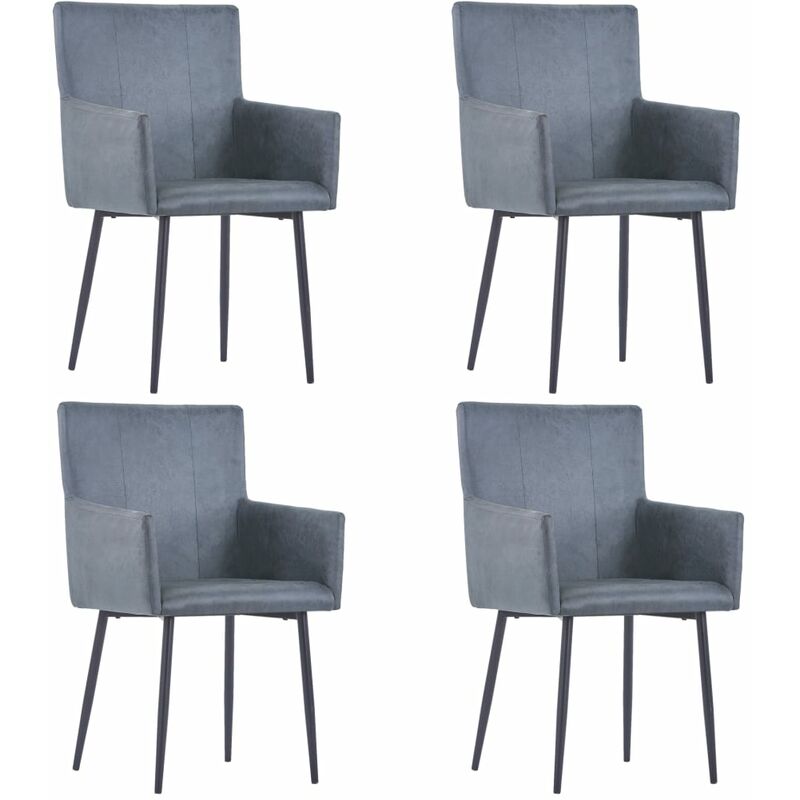 

Sillas de Comedor Reposabrazos Piel Ante Sintética 4 Unidades Gris - Gris - Vidaxl