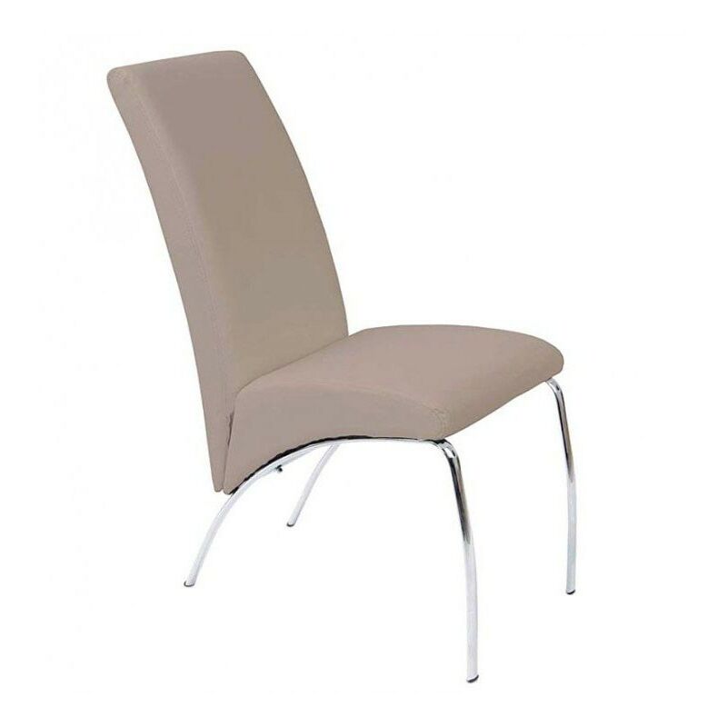 

Velocimuebles - Sillas de comedor salón Arco color visón tapizadas patas metálicas cromadas modernas 96x43x70 cm 2 SILLAS