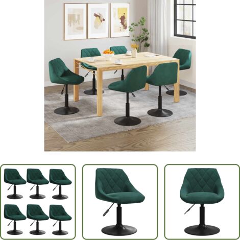 Sillas de comedor -  Silla de comedor giratoria 6 uds terciopelo verde oscuro