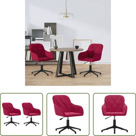 Sillas de comedor -  Sillas de comedor giratorias 2 unidades terciopelo rojo tinto