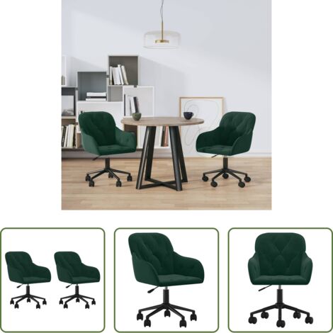 Sillas de comedor -  Sillas de comedor giratorias 2 unidades terciopelo verde oscuro