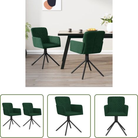 Sillas de comedor -  Sillas de comedor giratorias 2 unidades terciopelo verde oscuro