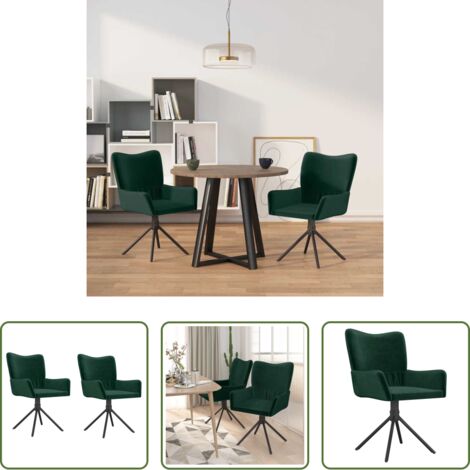 Sillas de comedor -  Sillas de comedor giratorias 2 unidades terciopelo verde oscuro