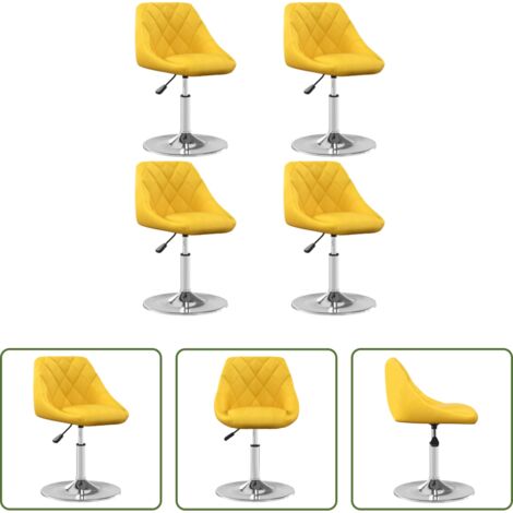 Sillas de comedor -  Sillas de comedor giratorias 4 uds terciopelo amarillo mostaza