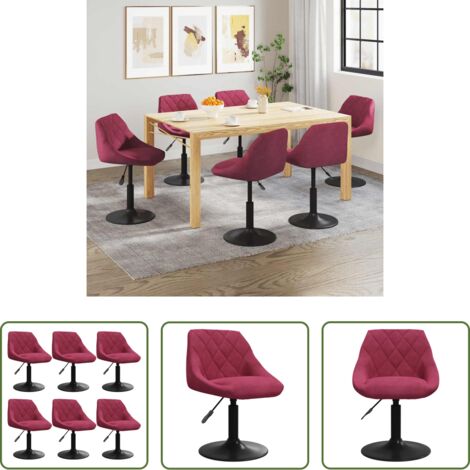 Sillas de comedor -  Sillas de comedor giratorias 6 unidades terciopelo rojo tinto