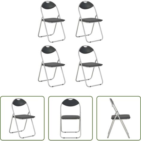 Sillas de comedor -  Sillas de comedor plegables 4 unidades cuero sintético negro