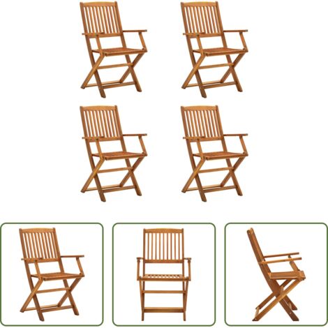 Sillas de comedor -  Sillas de jardín plegables 4 unidades madera maciza de acacia