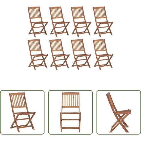 Sillas de comedor -  Sillas de jardín plegables 8 uds madera maciza acacia