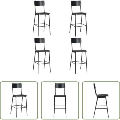 Sillas de comedor -  Taburetes de cocina 4 uds madera contrachapada y acero negro