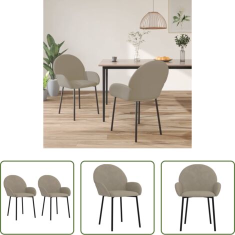 Sillas de comedor terciopelo -  Sillas de comedor 2 unidades terciopelo gris claro