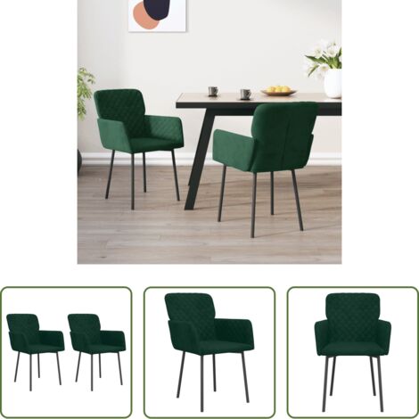 Sillas de comedor terciopelo -  Sillas de comedor 2 unidades terciopelo verde oscuro
