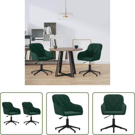 Sillas de comedor terciopelo -  Sillas de comedor giratorias 2 unidades terciopelo verde oscuro