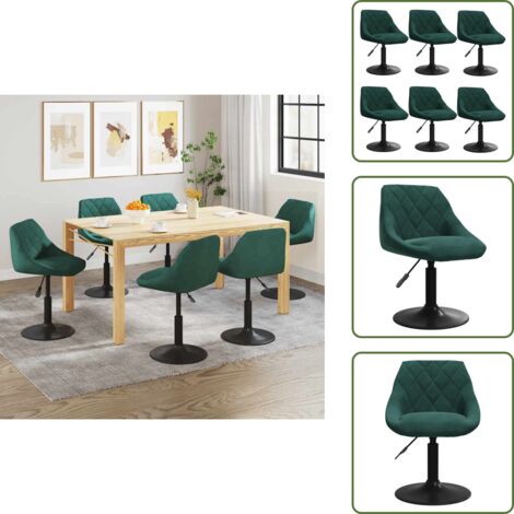 Sillas de comedor terciopelo - vidaXL Silla de comedor giratoria 6 uds terciopelo verde oscuro - Sillas de comedor ajustables