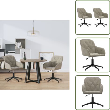 Sillas de comedor terciopelo - vidaXL Sillas de comedor giratorias 2 uds de terciopelo gris claro - Sillas de comedor gris claro