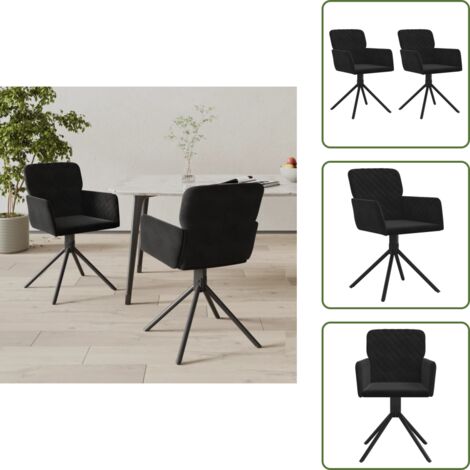 Sillas de comedor terciopelo - vidaXL Sillas de comedor giratorias 2 uds terciopelo negro - Sillas de comedor negras