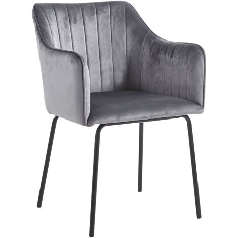 Sillas de comedor VCM 1er Silla de cocina tapizada escandinava Dimensiones aprox. AL. 82 x AN. 54 x T. 59 cm Cómodo reposabrazos y respaldo Silla de comedor - Valia (gris claro)